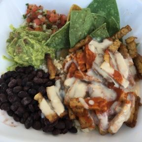 Gluten-free vegan entree from Golden Mean Cafe